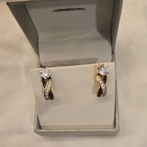 Elegant Gold and Silver Tone Twist Earrings